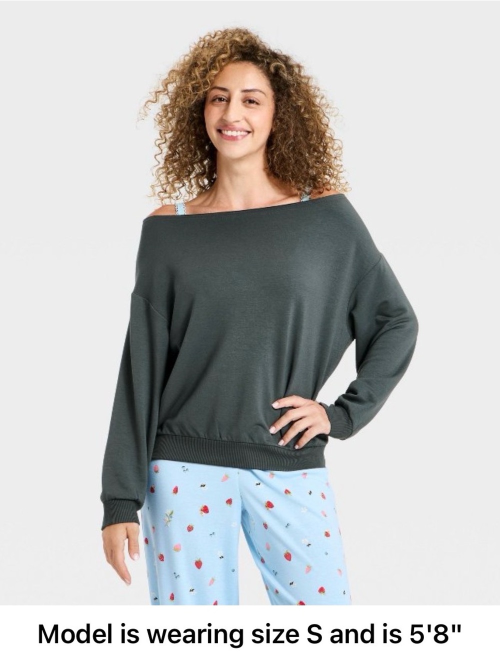 wild fable Off-the-Shoulder Slate Gray Sweater